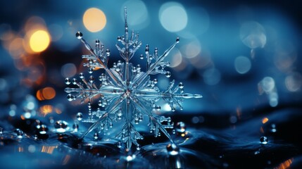 Fototapeta na wymiar Snowflake Elegance: Macro Marvels in Frozen Splendor