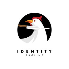 Chicken with knife suitable for restaurant logo business