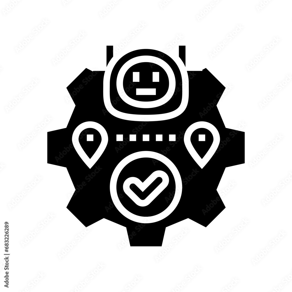 Poster route optimization autonomous delivery glyph icon vector. route optimization autonomous delivery sig