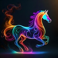 Obraz na płótnie Canvas Colorful horses on black background. Generative AI
