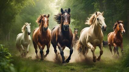 Obraz na płótnie Canvas horses in the field generated by ai