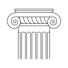 Architectural orders outline line art. Set of different types of classical capitals doric, ionic and corinthian. Greek and Roman column. Vector illustration isolated on background