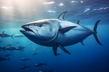 Seawater bluefin tuna is in high demand because of its delicious texture. Ai generate