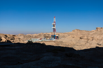 Oil Derricks on the Desert of Xinjiang, China