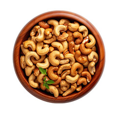 Fototapeta premium Top View of Bowl of Honey-Roasted Cashews Isolated on Transparent or White Background, PNG