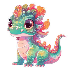 Cute cartoon dragon. Vector illustration isolated on a white background.