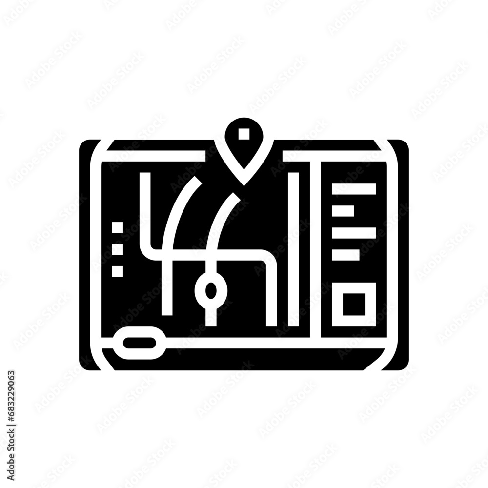 Poster gps navigation autonomous delivery glyph icon vector. gps navigation autonomous delivery sign. isola