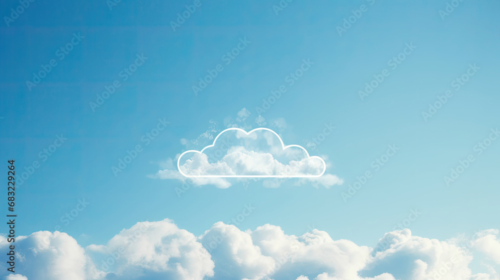 Poster virtual computing with natural white cloud sky on blue background , cloud technology is transfer dat