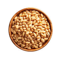 Top View of Bowl of Pine Nuts Isolated on Transparent or White Background, PNG