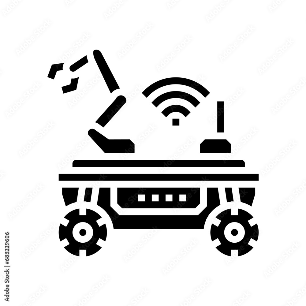 Poster mobile robot autonomous delivery glyph icon vector. mobile robot autonomous delivery sign. isolated 