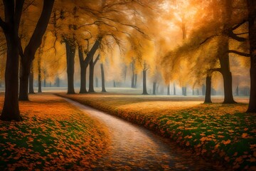 autumn in the park generated by AI technology