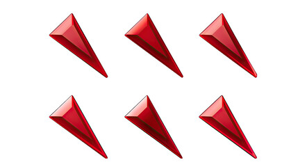 Arrow-shaped Red Paper Stickers Pointing Right Isolated on Transparent or White Background, PNG