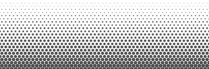 horizontal black halftone of white snow flake in black circle design for pattern and background. - obrazy, fototapety, plakaty