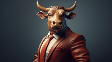 Bull. Bullish market trend , global economy growth, share prices, profit concept