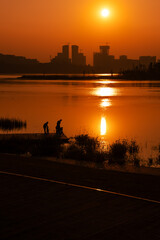 The Romantic Sunset of Xinglong Lake in Tianfu New Area, Chengdu