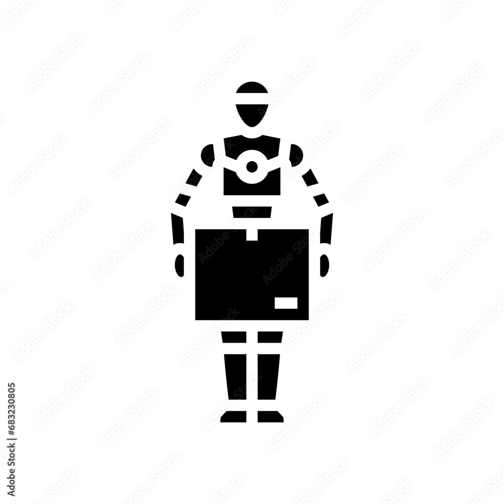 Aufkleber robot courier autonomous delivery glyph icon vector. robot courier autonomous delivery sign. isolate