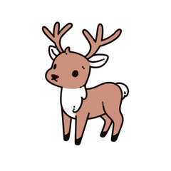 Obraz na płótnie Canvas christmas Cute little deer cartoon vector Illustration isolated on a white background