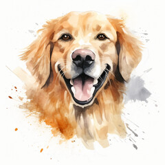 Watercolor Golden Retriever isolated on white background