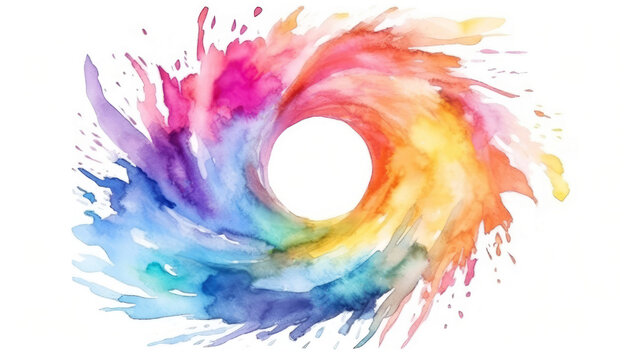 Vivid watercolor swirl with a spectrum of colors, perfect for creative backgrounds