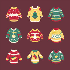 Christmas Ugly Sweater Icon Set