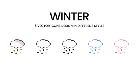 Winter Icon Design in Five style with Editable Stroke. Line, Solid, Flat Line, Duo Tone Color, and Color Gradient Line. Suitable for Web Page, Mobile App, UI, UX and GUI design.