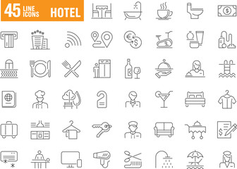 Hotels Line Icons Set