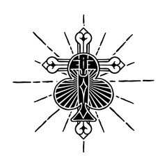 illustration of a cross combined with the ace of spades