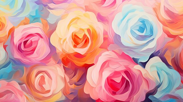 multicolor roses painting texture background 