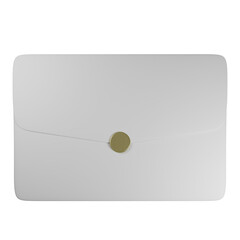 white envelope with a gold cover , 3d render