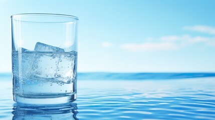 Glass of Water with Ice for Clean Drinking