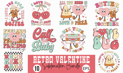 Retro Valentine's Day Sublimation Design Bundle