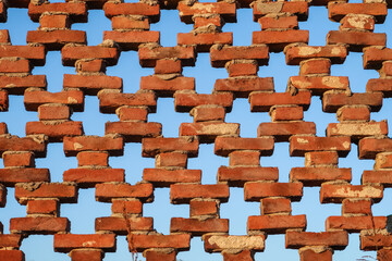 Brick wall detail vision ancient rural Italy
