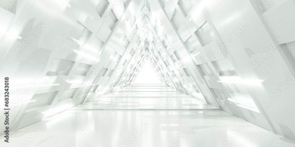 Poster a white room filled with geometric patterns on the walls in a 3d render illustration 3d render illus