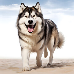 Alaskan Malamute Dog Outdoors - Generative AI