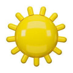  3D weather icons, Sun cuty isolated on white background.