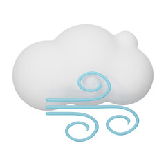  3D weather icons, clouds and windy isolated on white background.