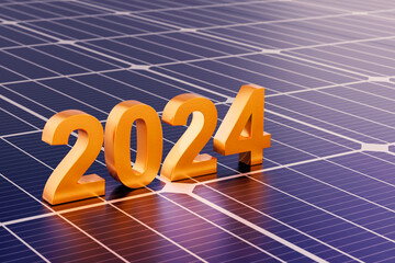 Start the year 2024 with solar power, photovoltaic, and solar panels. clean energy, environmentally...