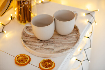 Coffee cup and decorations