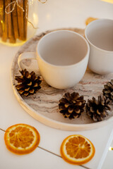Coffee cup and decorations