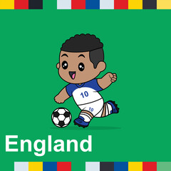 Vector Design of Children Wearing National Jersey Football Team. England Children Play Football.