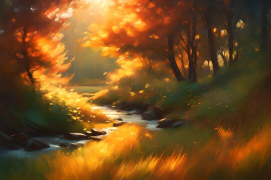 sunset in the forest