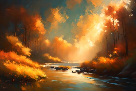 sunset on the river