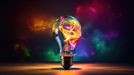 Lamp designed as a colorful bulb ultra realistic illustration - Generative AI.