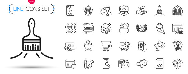 Pack of Crane claw machine, Wallet and Tickets line icons. Include Accounting report, Pasta, Order pictogram icons. Shopping cart, Laureate award, View document signs. Brush. Vector