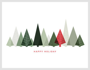 Forest of Festivity: A Vibrant Holiday Trees, christmas landscape background, Vector Illustration