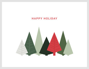 Forest of Festivity: A Vibrant Holiday Trees, christmas landscape background, Vector Illustration