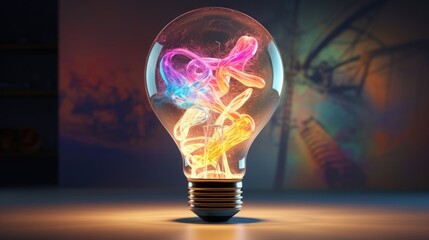 Colorful bulb radiating boundless creativity ultra realistic illustration - Generative AI.