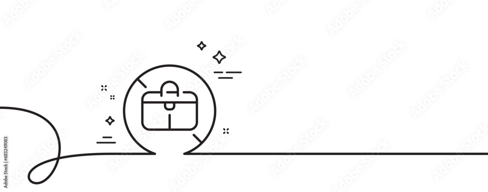 Poster no handbag line icon. continuous one line with curl. forbidden hand baggage sign. travel bag not all
