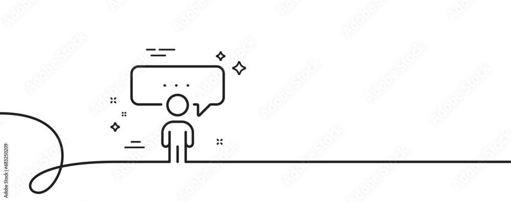 Poster consulting business line icon. continuous one line with curl. discussion or consultation sign. peopl