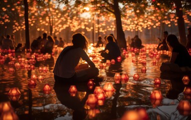 Luminous Thai Traditions: Floating Lanterns on Water